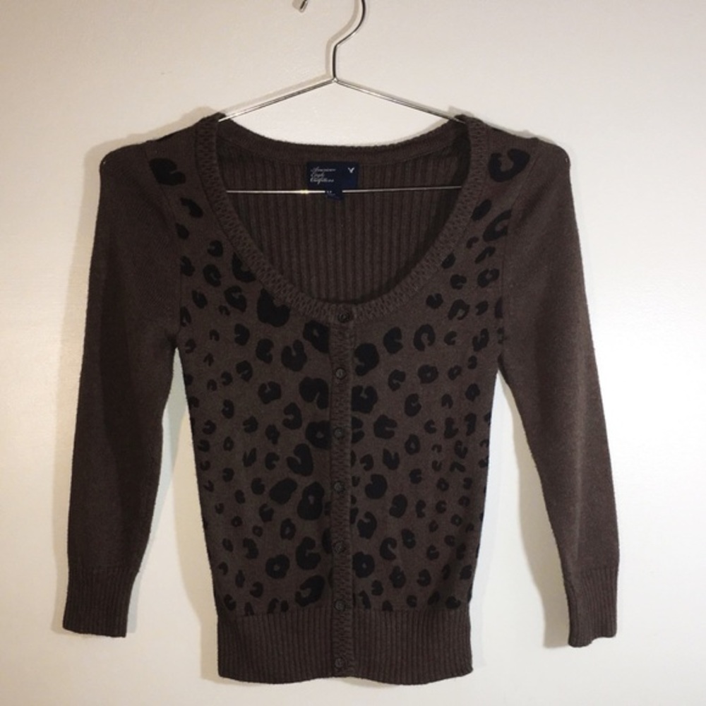 America Eagle Outfitters Leopard Cardigan